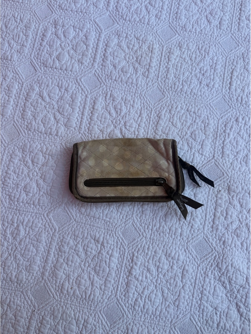 Y2K Twenty one Brown Quilted Fabric Zipper Wallet with Multiple Card Slots